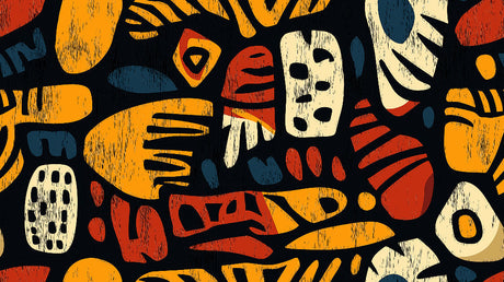 Abstract geometric wallpaper design file showing terracotta and gold pattern on black background