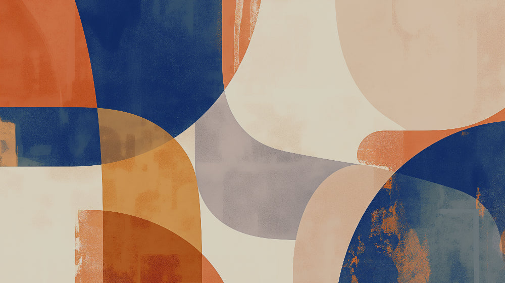 Abstract geometric wallpaper design file showing flowing curves pattern in blue and terracotta colors