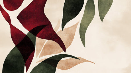 Burgundy and green abstract leaf pattern design file showing intricate details and rich color flow