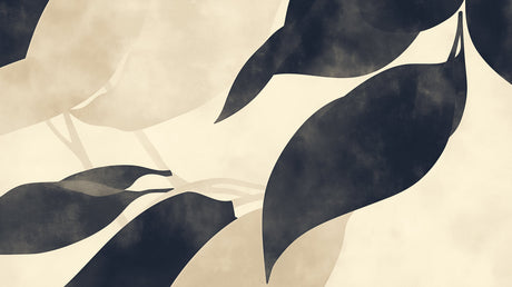 Abstract Wall Mural creating stunning office backdrop with flowing black patterns