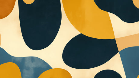 Abstract wallpaper design file showing organic shapes pattern in navy blue and gold