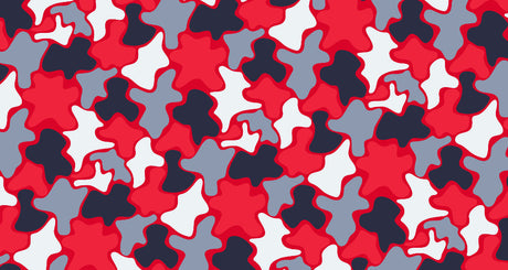 Red abstract pattern design file showing dynamic geometric shapes and modern camouflage effect