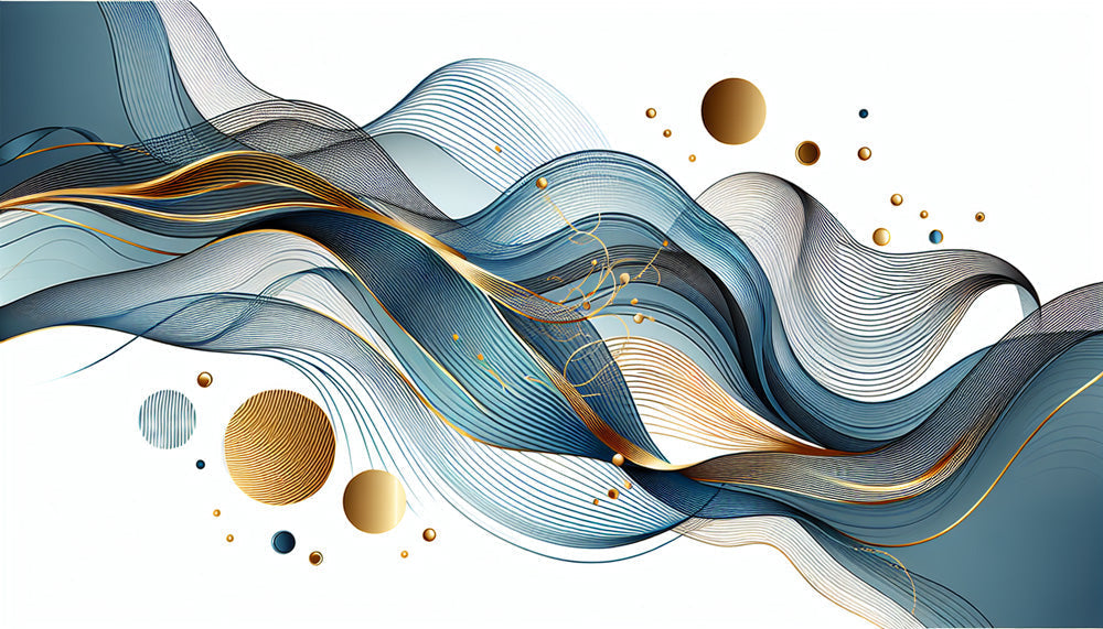 Abstract wave wallpaper design file showing detailed blue waves and gold accent pattern