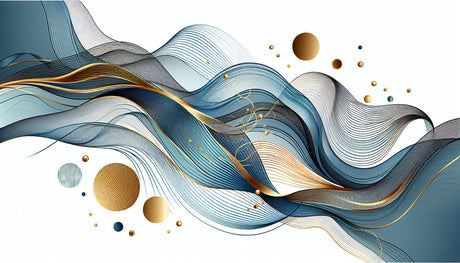 Abstract wave wallpaper design file showing detailed blue waves and gold accent pattern