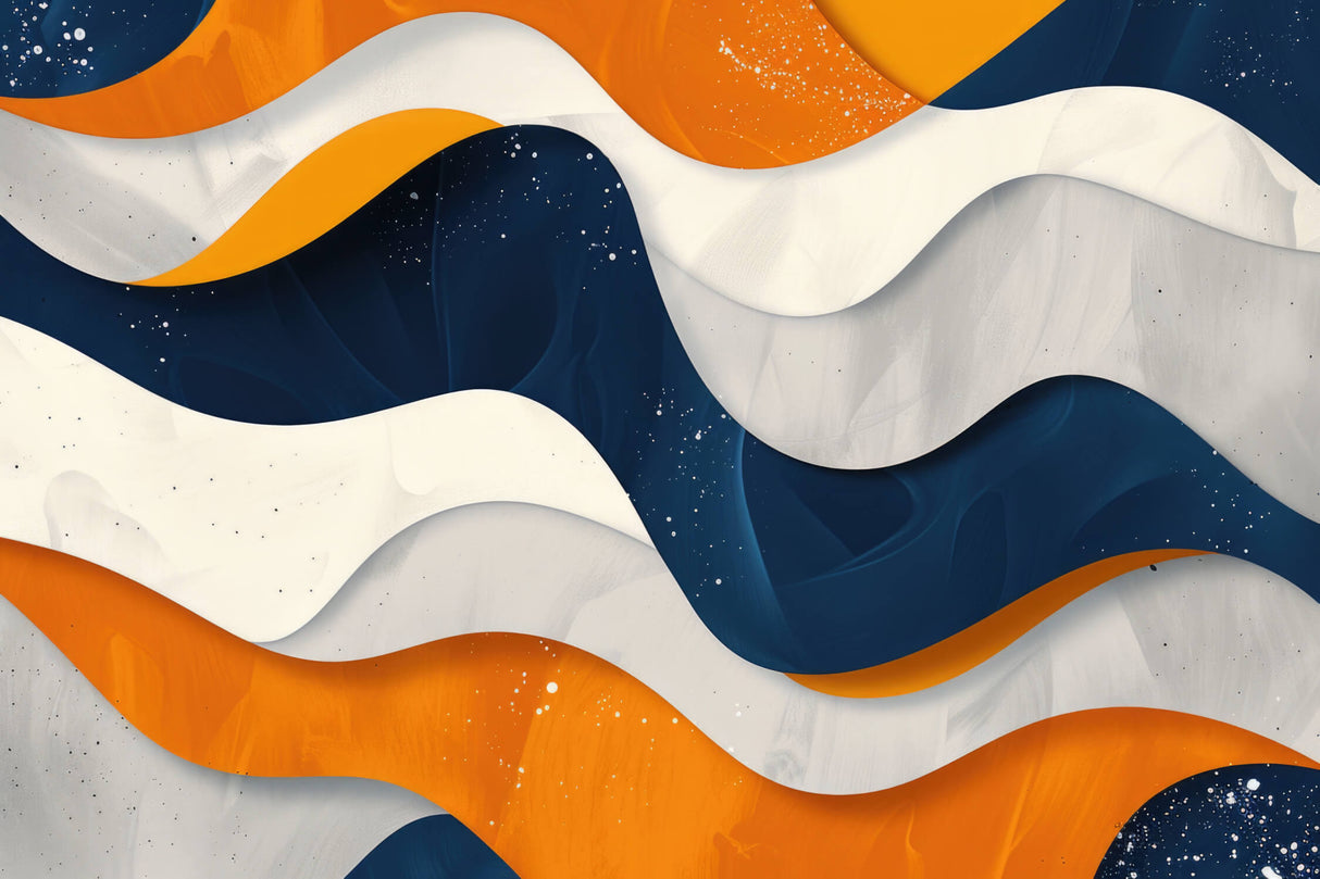 Design file showing detailed navy and orange wave pattern with starry speckle effects