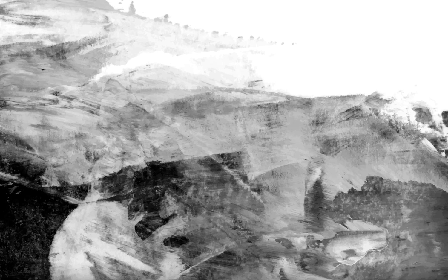 Mountain landscape wallpaper design file showing full pattern detail in black and grey