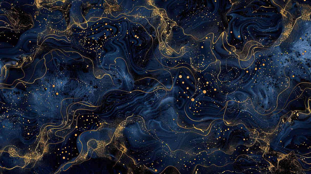 Design file of navy blue and gold galaxy pattern showing intricate details