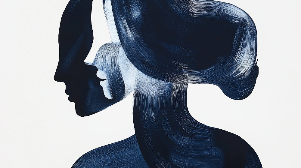 Navy blue brushstroke abstract wallpaper design file showing fluid artistic pattern