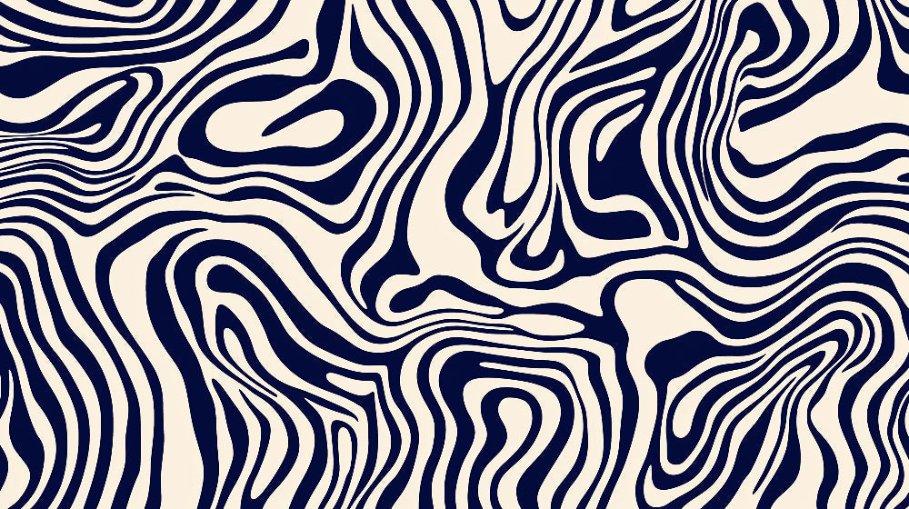 Abstract navy blue fluid pattern design file showing intricate swirling details and cream accents