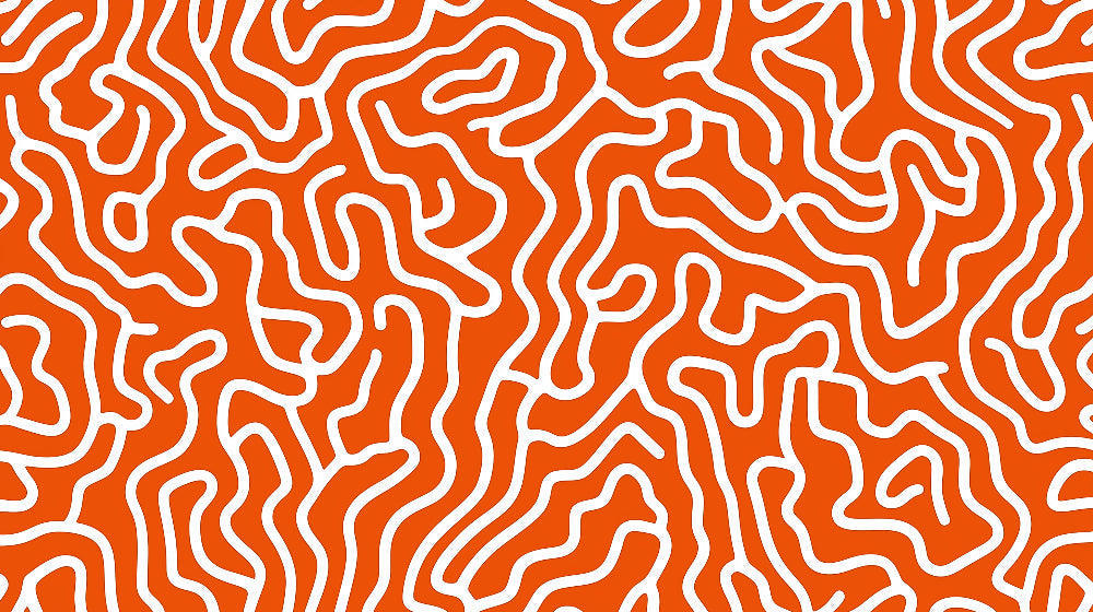 Orange geometric pattern design file showing intricate white flowing lines on vibrant background
