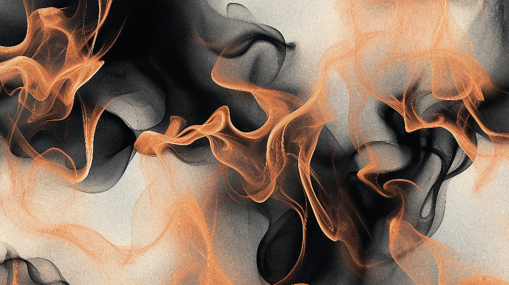 Orange and black abstract smoke wallpaper design file showing flowing pattern and rich details