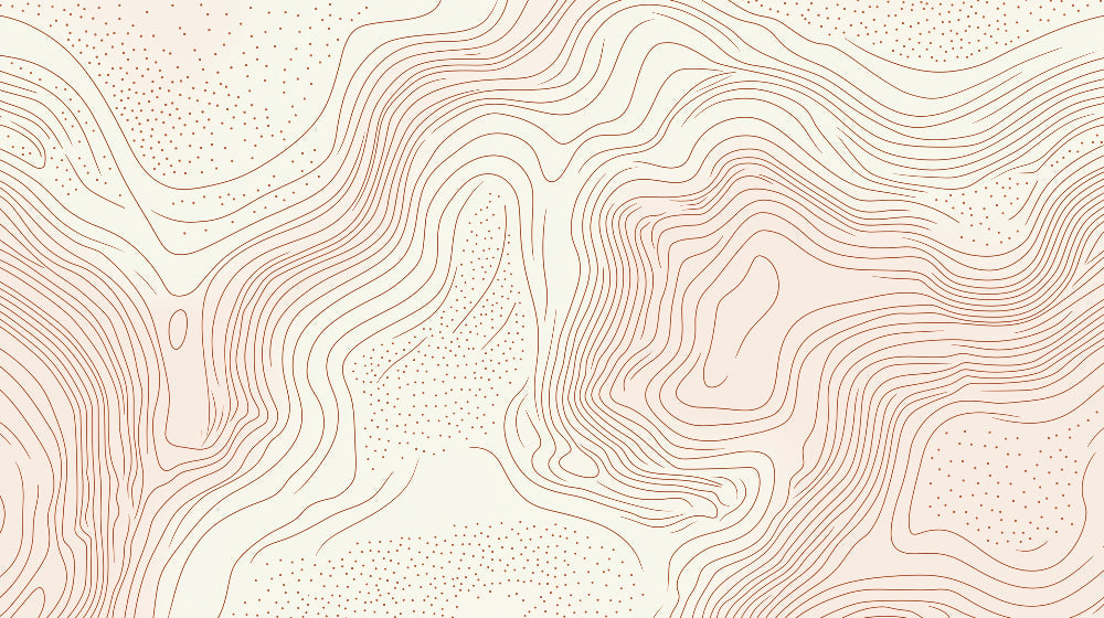Organic line art wallpaper design file showing flowing terracotta curves on cream background