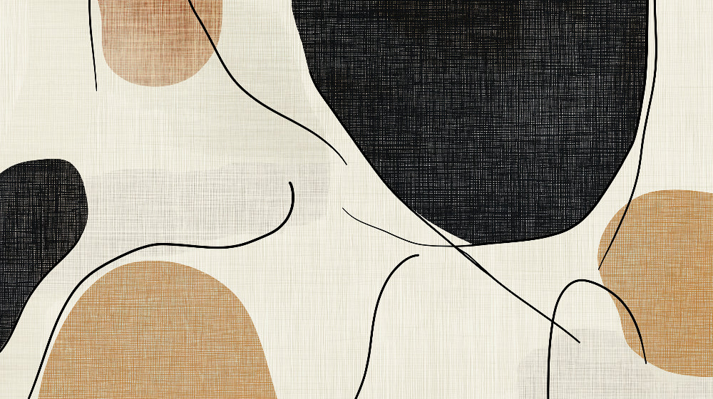 Abstract organic shapes and line art design file showing intricate pattern details and neutral color palette