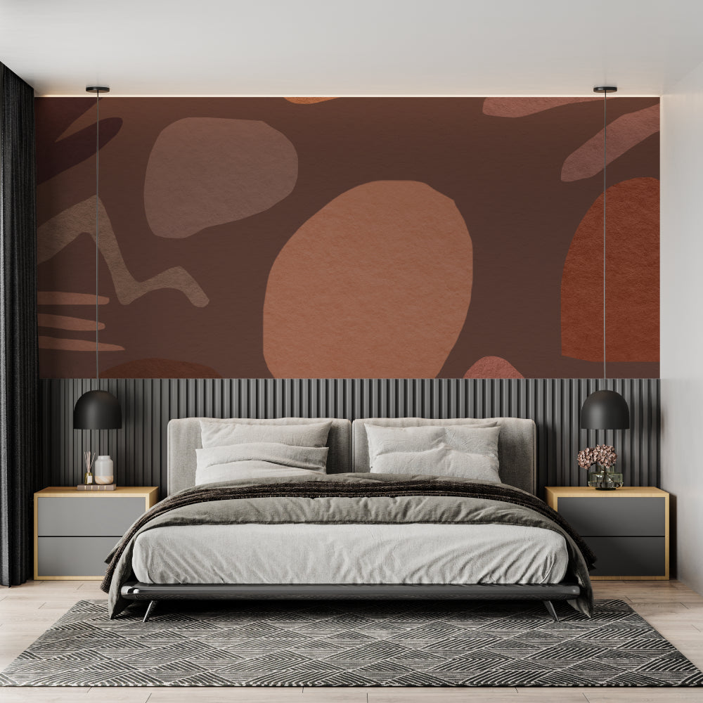 Abstract Terracotta Wallpaper bringing style to minimalist hallway