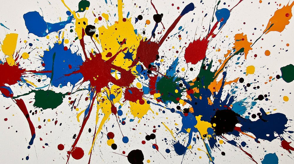 Paint splash explosion art design file showing vibrant color composition on white background