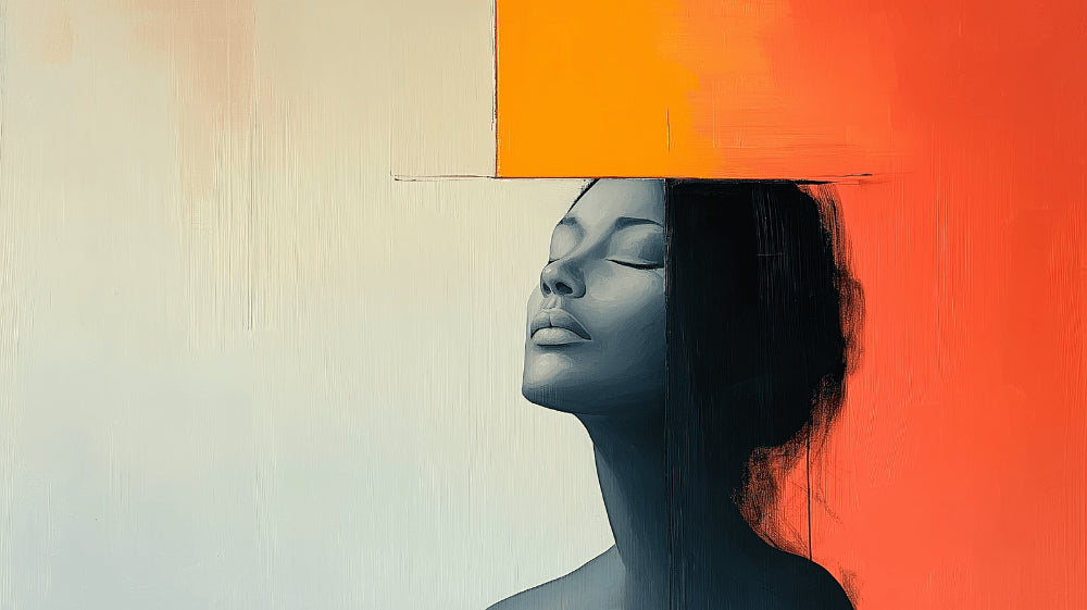 Abstract portrait design file showing detailed orange gradient pattern and artistic elements