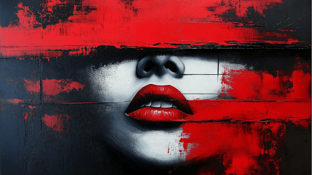 Abstract red and black lips design file showing detailed artistic pattern and texture