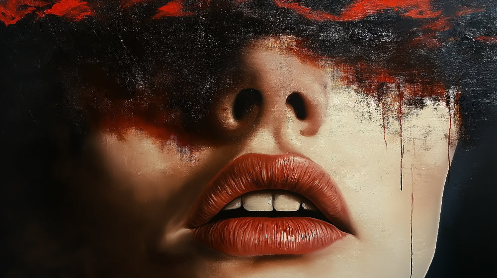 Abstract portrait wallpaper design file showing detailed red and black artistic pattern