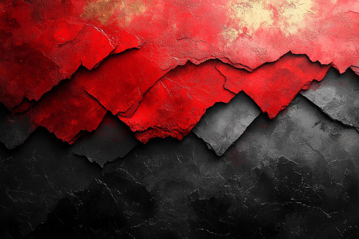 Design file showcasing red and black abstract pattern with textured details