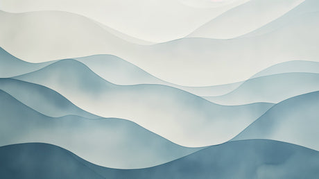 Blue wave wallpaper mural in modern living room creating serene atmosphere