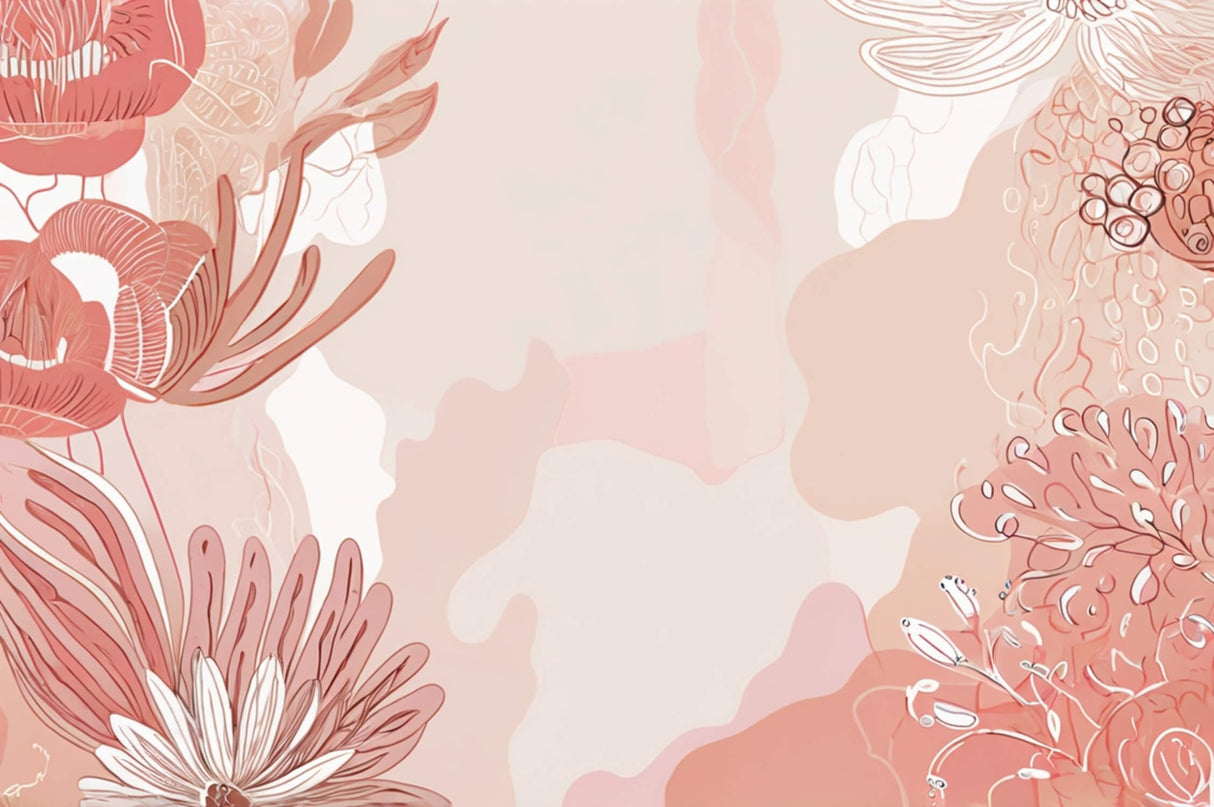 Abstract floral design file showing delicate pink petals and organic shapes on beige background