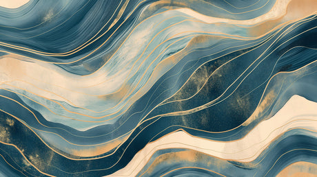 Teal and gold wave pattern design file showing intricate flowing details and metallic accents