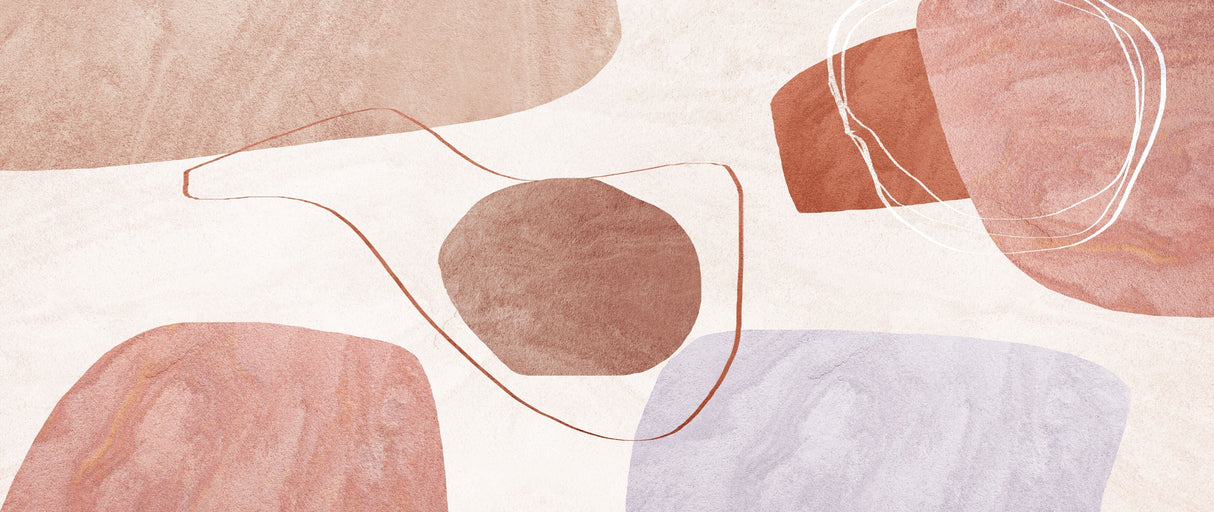 Design file showing flowing geometric shapes in terracotta and beige tones