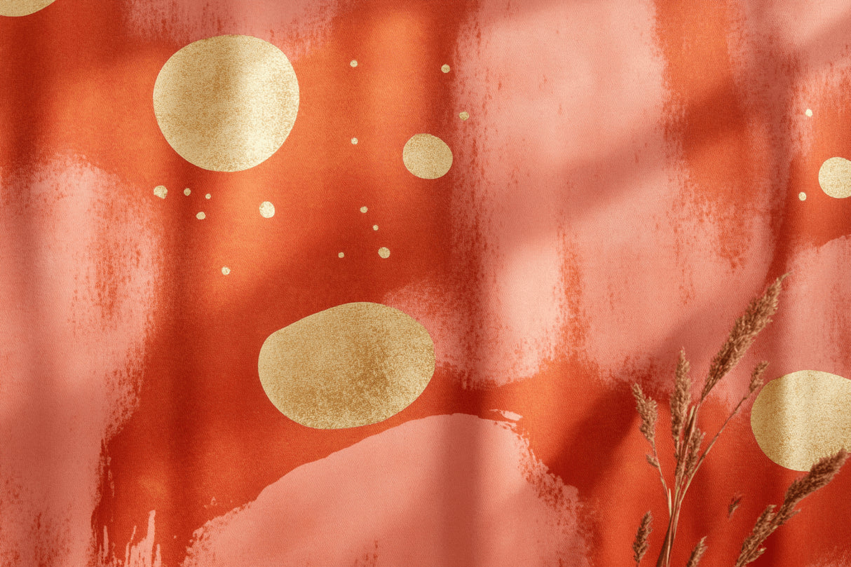 Abstract terracotta and gold circles design file showing the complete pattern detail