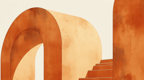 Abstract terracotta arches and steps design file showing detailed pattern and warm earth tones