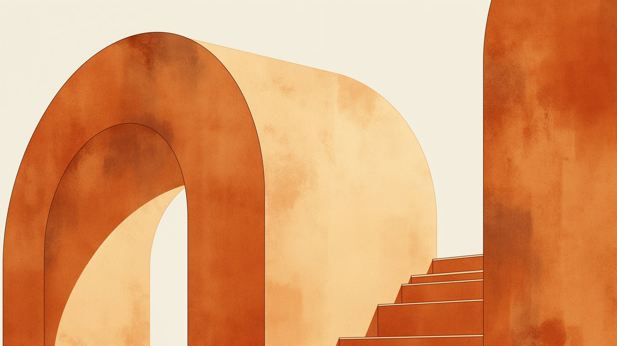 Abstract terracotta arches and steps design file showing detailed pattern and warm earth tones