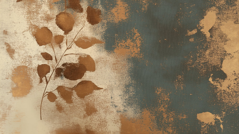 Terracotta leaves with gold texture design file showing detailed pattern and metallic accents