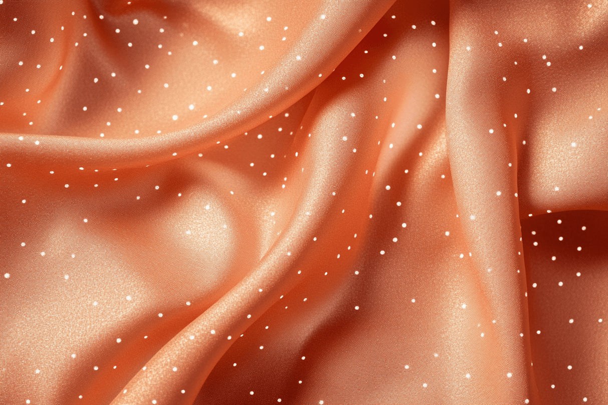 Abstract terracotta wallpaper design file with flowing pattern and golden dots