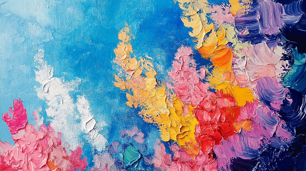 Abstract wallpaper design file showing detailed oil paint texture pattern with rich color blends