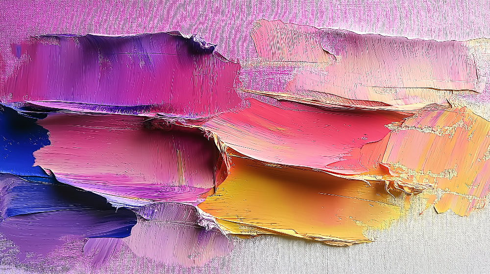 Modern abstract pink sunset wallpaper creating a cozy atmosphere in a bright living room with minimalist furniture