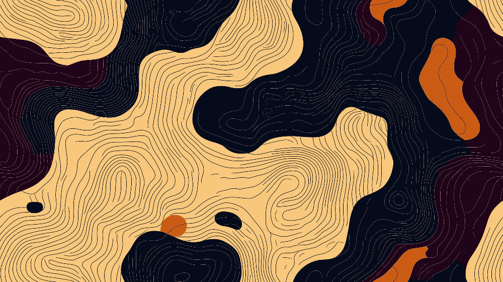 Abstract topographic pattern design file showing intricate gold lines on black background
