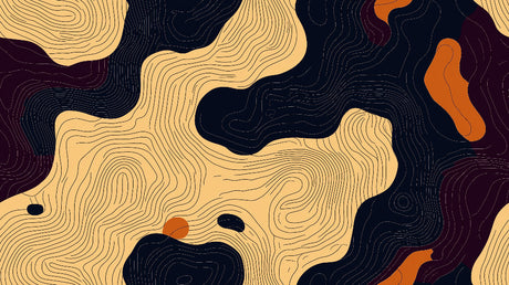 Abstract topographic pattern design file showing intricate gold lines on black background