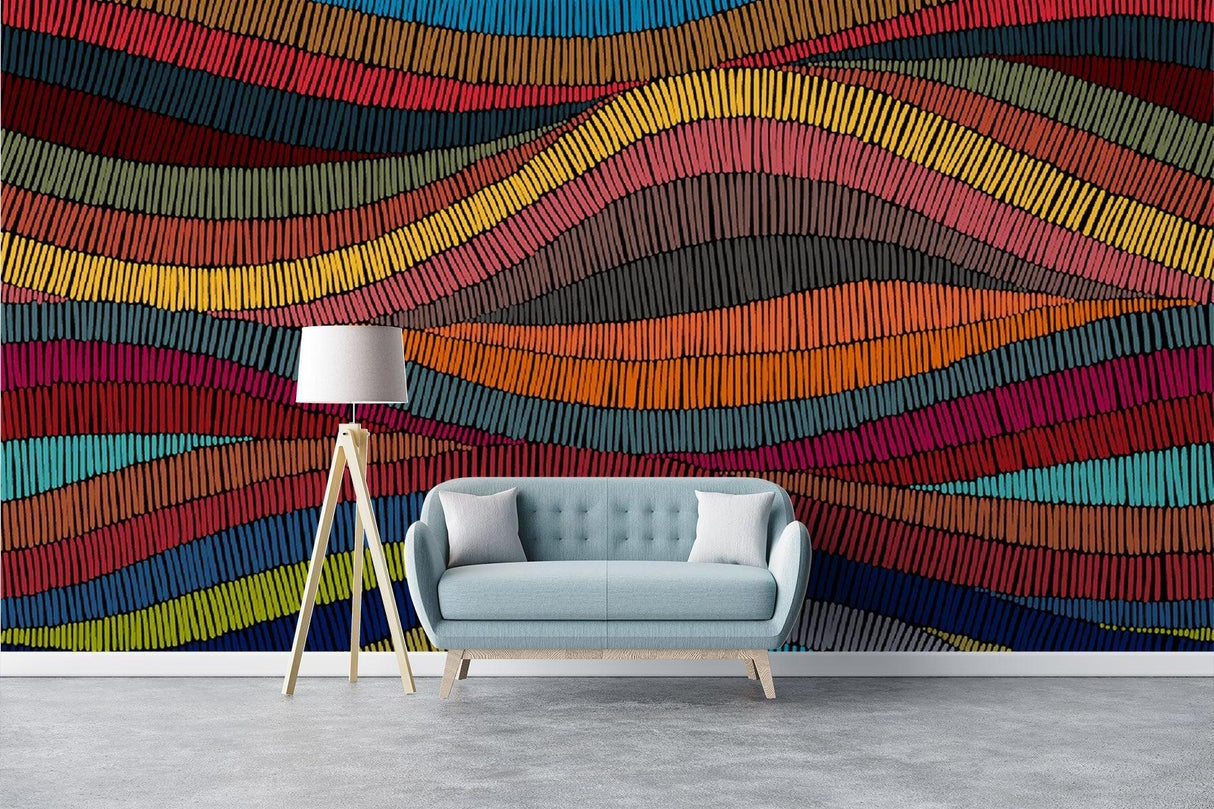 Abstract mural in commercial space showing scale and impact