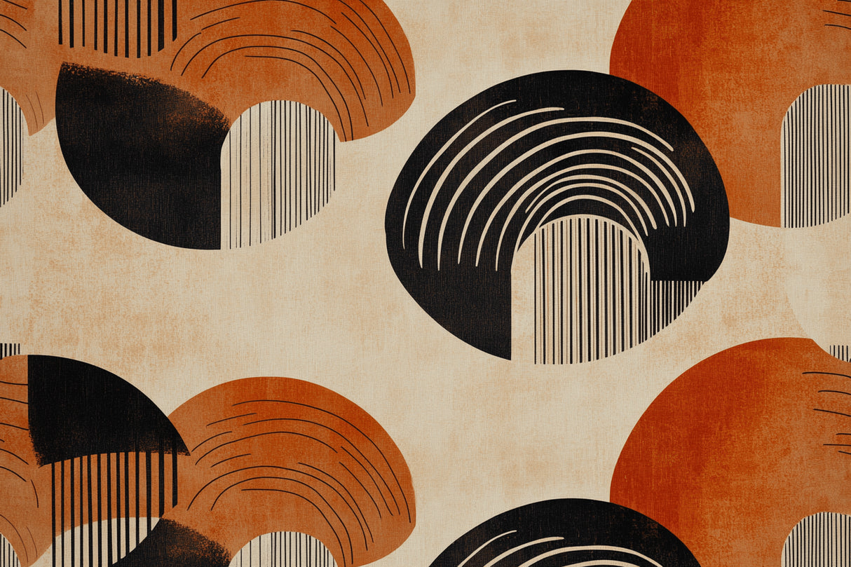 Abstract geometric design file showing curved black lines on terracotta background