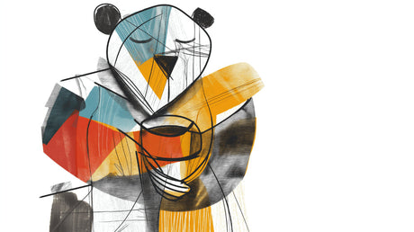 Abstract panda wallpaper design file showing geometric shapes and modern art composition