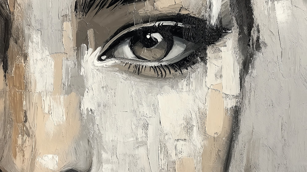 Abstract portrait wallpaper design file showing detailed beige and black textured artwork