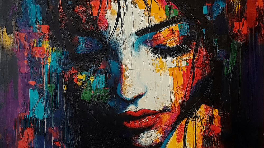 Abstract Portrait Wallpaper design file showing vibrant color palette and artistic brushstrokes