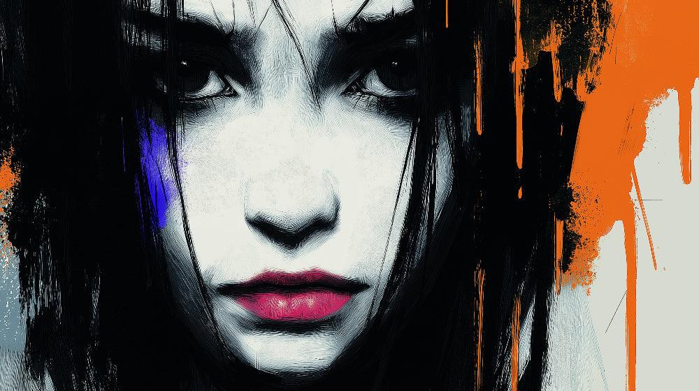 Abstract portrait wallpaper design file showing detailed black and orange artistic pattern