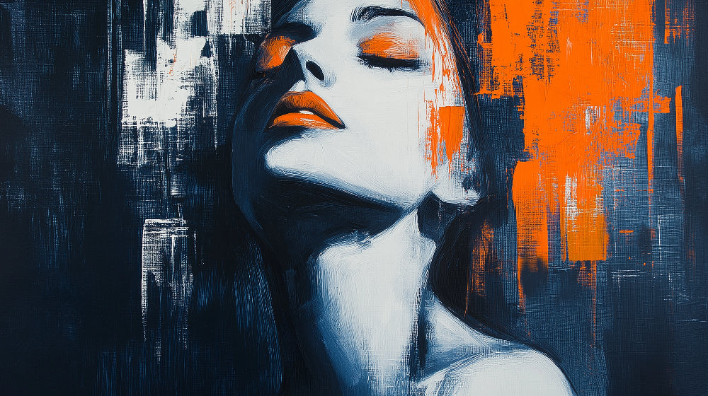 Abstract portrait wallpaper design file showing blue and orange artistic pattern