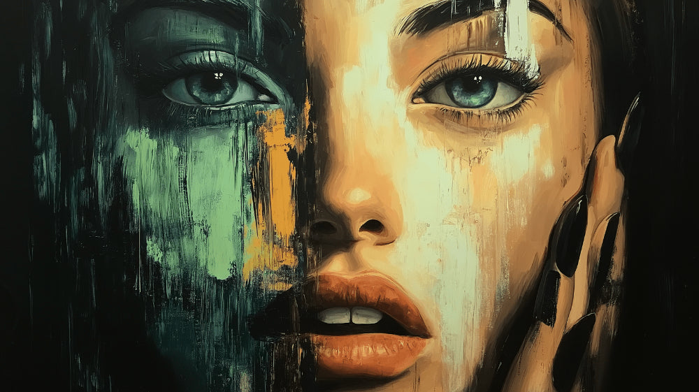 Abstract Portrait Face design file showing intricate artistic details and rich color palette