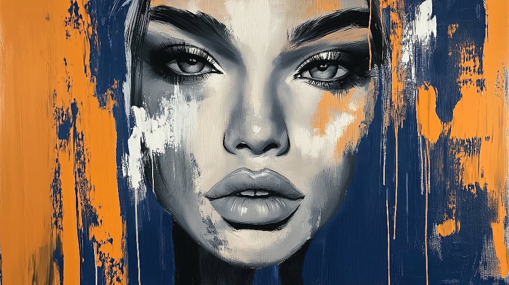 Abstract Portrait Wallpaper design file showing detailed navy and orange artistic pattern