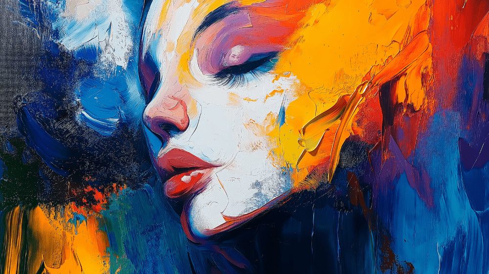Abstract Portrait Wallpaper design file showing vibrant artistic expression with bold colors and brush strokes
