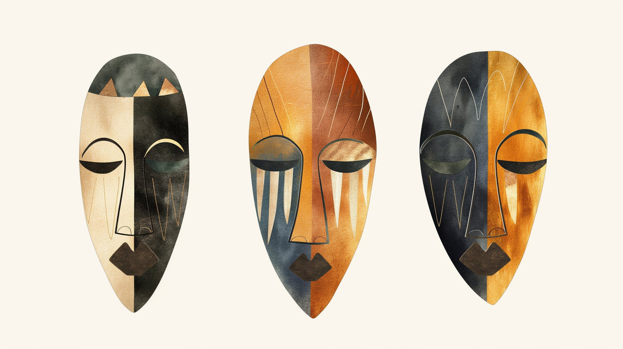 African mask wallpaper design file showing detailed geometric patterns and authentic tribal art elements