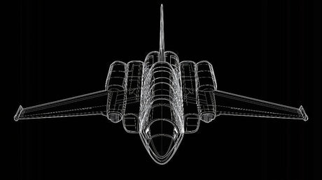 Airplane Line Art Wallpaper design file showing detailed technical drawing on black background