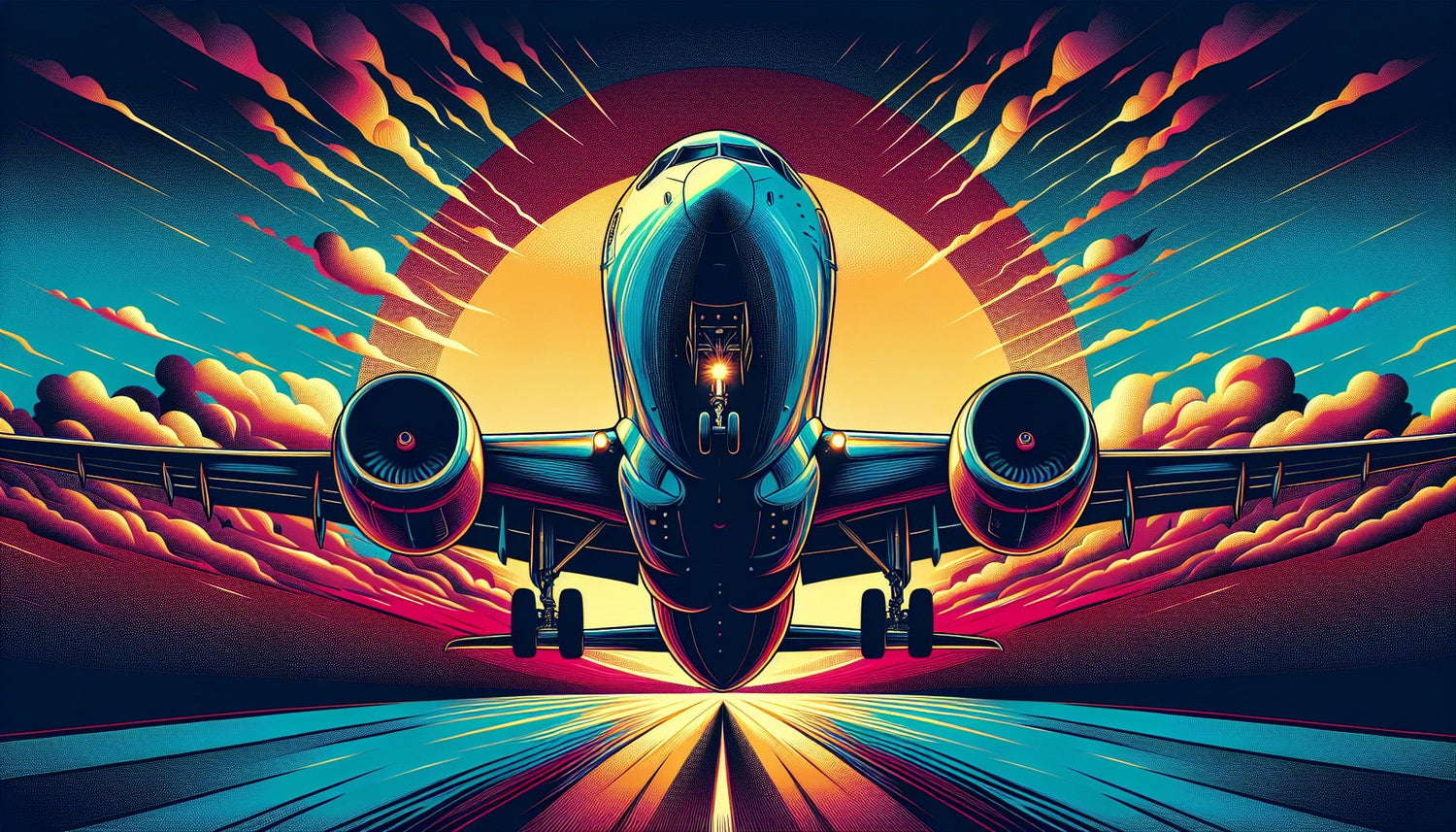 Aviation Pop Art Wallpaper design file showing vibrant sunset colors and geometric pattern details