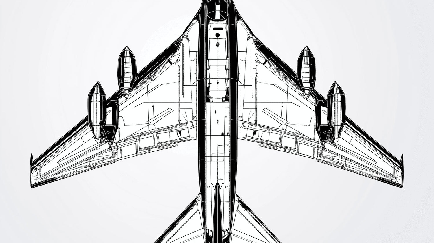 Airplane blueprint design file showing detailed technical drawing in black and white